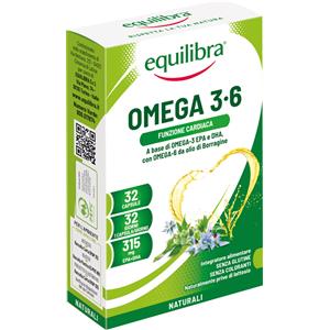 Equilibra Omega 3-6 - Integratore Alimentare per Funzione Cardiaca e Cerebrale, 32 Capsule
