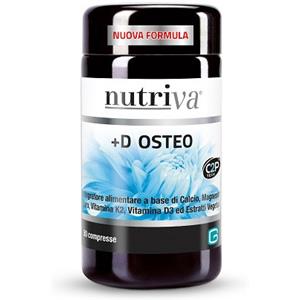 Nutriva D Osteo - Integratore Alimentare per Ossa Forti con Calcio, Magnesio, Vitamina D3 e K2 - 60 Compresse