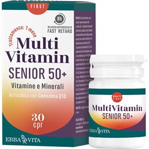 Erba Vita MultiVitamin Senior 50 - Integratore Alimentare con Vitamine e Minerali, 30 Compresse a Doppio Rilascio