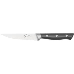 Lagostina Virtuoso, Set 4 Coltelli da Bistecca 11cm, Robusto e Resistente, Lama in Acciaio Inox, Manico Ergonomico Rivettato con Rinforzo, Elevata Affilatura, Taglio senza sforzo