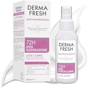 Dermafresh Ipersudorazione Efficace 72H, Deodorante Antitraspirante, Latte Corpo, 100 ml, No Alcol, Antimacchia, Delicato sulla Pelle, Contro Sudorazione e Cattivi Odori, Dermatologicamente Testato