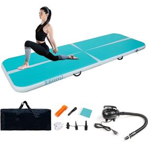 CCLIFE Air Track Tappetino Ginnastica Artistica 3m 10cm con Borsa il Trasporto Pompa aria Casa Yoga Campeggio Palestra Formazione Cheerleading Blu-verde