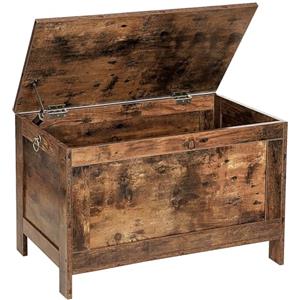 HOOBRO Cassapanca Contenitore, Panca Portaoggetti, Organizzatore Portagiochi con Cernieri di Sicurezza, 76 x 40 x 48 cm, Scarpiera, per Corridoio, Camera da Letto, Marrone Vintage EBF75CW01G1