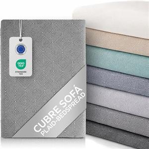 textil-home Textilhome Copridivano e Copriletto Multiuso - Telo Arredo Plaid Foulard Modello Dante, 180x285 cm, Copertura per Divano. Colore Grigio scuro, Certificato OEKO-TEX