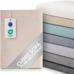 textil-home Textilhome Copridivano e Copriletto Multiuso - Telo Arredo Plaid Foulard Modello Dante, 180x285 cm, Copertura per Divano. Colore Camel, Certificato OEKO-TEX