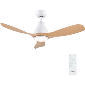 Newday Ventilatore da Soffitto Legno con Luce e Telecomando Silenzioso, 106cm Lampadario con Pale, Pala Soffitto con Luce Dimmerabile, Ventola Soffitto con 3 Pala, Funzione Memoria, Modalità Sleep