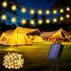 Realky Catena Luminosa Solare da Esterno 60 LED 13.2m, Luci Solari da Giardino con 8 Modalità e Funzione Memoria, IP65 Impermeabile, Luci Decorative per Terrazzo, Balcone, Gazebo, Festa (Bianco Caldo)