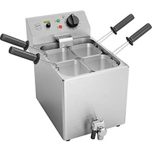 METRO Professional Cuocipasta Elettrico da Banco GNC1008, Acciaio Inox, 8 L, 4 Cestelli, 3150 W, con Rubinetto, Argento