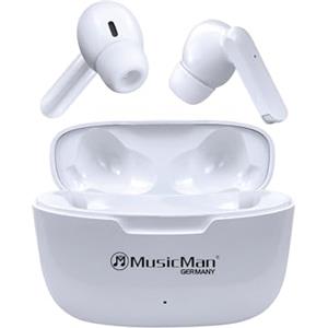 MusicMan Cuffie In-Ear Bluetooth con Custodia di Ricarica - Auricolari TWS Senza Fili con Microfono, Touch Control, USB-C, 16h Autonomia, 300h Standby - Bianche - BT-X63