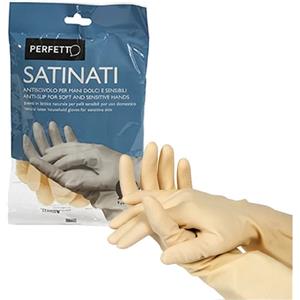 PERFETTO Guanti in Lattice Satinati - Taglia S/6 - Bianco - Antiscivolo per Pelli Sensibili (Blister 2 Pezzi)