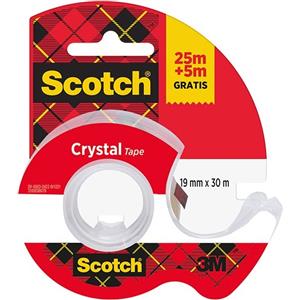 Scotch Nastro Adesivo Crystal Trasparente 19 mm x 25 m 5m gratis - Finitura Lucida e Adesione Duratura