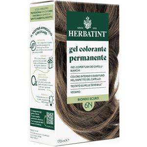Herbatint Gel Colorante Permanente 6N Biondo Scuro - 170 ml, Senza Ammoniaca, 100% Copertura Capelli Bianchi, per Pelli Sensibili con 8 Estratti Naturali Bio