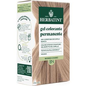 Herbatint Gel Colorante Permanente 8N Biondo Chiaro 170 ml - Senza Ammoniaca, 100% Copertura Capelli Bianchi, per Pelli Sensibili