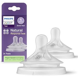AVENT Philips Avent Tettarella per biberon Natural Response - 2 tettarelle per biberon a flusso 5, per bambini da 6 mesi in su, senza BPA (modello SCY965/02)