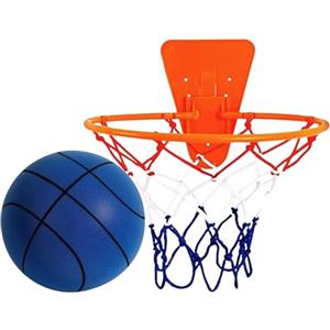 Zhliuqo Pallacanestro Silenzioso - Palla Da Interno Silenziosa Con Cesto, Set Cerchio Per Interni, Attrezzatura Sportiva Per Salti Morbidi Per Studio Domestico