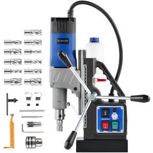 ZELCAN 1550W Trapano a Colonna Magnetico con 11 Punte 13000N Trapano Magnetico a Foratura di 50mm Corsa di 23cm 580 rpm Controllo Reversibile Velocità Continuo per Superfici Metalliche