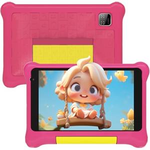 Yicty Tablet Bambini 7 Pollici Android 13 Quad Core 5 GB RAM 32 GB ROM 128 GB Estensione Controllo Parentale Tablets Educativo con Custodia Antiurto (Rosa)