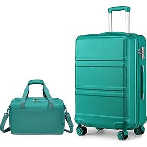 KONO set di 2 Valigie Trolley medio 65cm Rigida e Leggera ABS valigia con 4 Ruote Rotanti e Lucchetto TSA & Borsa da Viaggio 40x20x25 Ryanair, Turchese