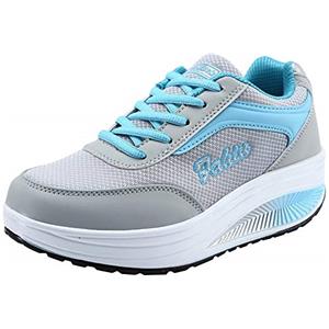 Generico Sneakers Donna Primaverili Basculanti 35-42 EU con Suola Rialzata e Lacci Scarpe da Ginnastica Corsa Ammortizzate Traspirante Sneaker Casual Comode Eleganti per Sportive Running Tennis Camminare,Blu