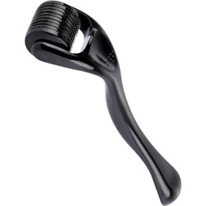Qtksceadlnce Rullo da bar 0,5 mm Dermaroller per capelli Microneedling Roller per la crescita della barba Set opaco nero Derma Roller 0,5 mm per barba da uomo e da donna