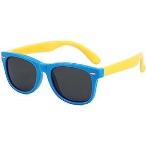 DRERIO Occhiali da Sole Bambini, Occhiali Bambino per 3 a 7 anni, Design bicolore Blu e Giallo