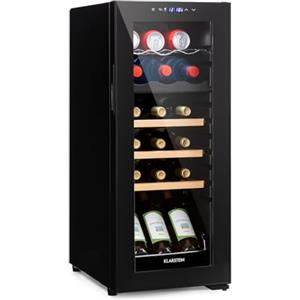 Klarstein Bovella 18 Duo+ - Cantinetta Vini, Frigorifero Vino, Frigo Bevande a due Zone, Porta in Vetro, Tempertaura Regolabile 5-18°C, 50 Litri, 18 Bottiglie, Nero