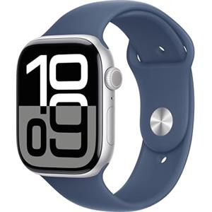 Apple watch Apple Watch Series 10 GPS 46mm Boîtier en Aluminium Argent avec Bracelet Sport Denim M L