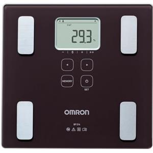 OMRON BF 214 - Bilancia per l'analisi personale e corporea, misurazione del peso, del grasso corporeo e della massa muscolare scheletrica, memoria per un massimo di quattro utenti, calcolo dell'IMC