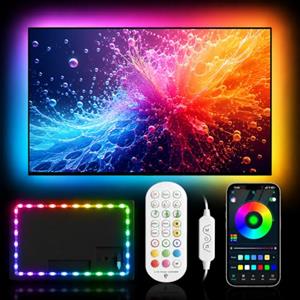 Daymeet Striscia LED TV RGB 4m, Retroilluminazione TV per 55-75 Pollici, Luci LED RGB con App + Telecomando, Sincro Musicale, Effetto Arcobaleno Dinamico, Alimentazione USB per Monitor HDTV