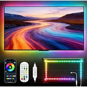 DAYMEET - Retroilluminazione LED 3M USB per TV 32-60 Pollici, Striscia di Luce RGBIC Con Telecomando, Sincronizzazione Musicale, Bluetooth e Controllo APP
