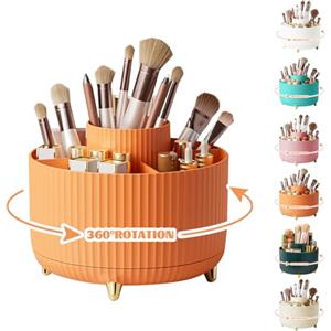 CenYouful Organizer Trucchi, Porta Porta Pennelli Make Up con 5 Scomparti, Porta Pennelli Trucco Estetico per Decorazione Camere, Camera da Letto, Bagno(Arancia)