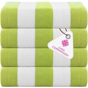 CASA COPENHAGEN Asciugamano Cabana, progettato in Danimarca, robusto e durevole, ad asciugatura rapida, per spiaggia, piscina, bagno e doccia, 76x152 cm, set di 4 asciugamani in cotone - Verde