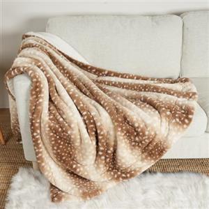 COZY KISS Coperta peluche Stampa Cervo, Coperta Impermeabile per Animali, per Divano Letto Sedia Auto, Impermeabile a Liquidi e Urine per Cani o Gatti, Lavabile, Morbida, 127x150cm, Marrone