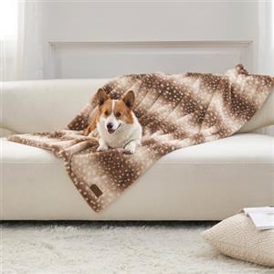 COZY KISS Coperta Impermeabile per Cani, Copridivano per Animali Domestici e Gatti, Coperta Morbida per Animali Domestici per Divano Letto Sedia Auto, Lavabile, Stampa cervo marrone, 100x150cm