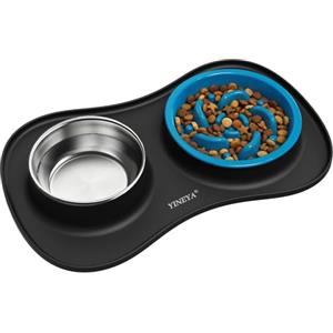 YINEYA ciotole per cani set 3 in 1, ciotola anti ingozzamento cane, ciotole per gatti, include un pieghevole tappetino ciotola cane, adatto per cibo secco e umido e per tutte le razze di cani/gatti