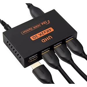 Yiany HDMI Splitter 1 in 4 Out 4K 3D 1080P HDMI Adattatore 1 a 4 Way Box Hub 1x4 cavo per PS4, Xbox, LED, LCD, DVD, lettore, HDTV, proiettori