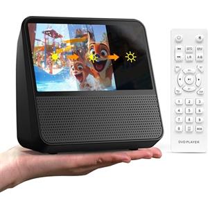 GAONAWAY Lettore DVD portatile Schermo 7 Pollici, Batteria 4000mAh, Lettore DVD TV Senza Restrizioni Regionali Supporto Bluetooth/USB/AV/AUX/Ripresa di Riproduzione, Luminosità Regolabile，Adatto Lunghi Viaggi