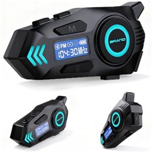 MidingChai K09 Interfono Moto, Kit Vivavoce Moto Bluetooth 5.4, Sistema Comunicazione Duo Interfono Moto 500 m, Auricolare con Display Digitale/IPX8 Impermeabile/HIFI/FM (1 pz)