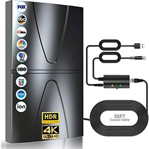 TE-Voze 600+Km Antenna TV Interna Amplificata Potente 2026, Nuova Antenna TV Da Interno Con Amplificatore Di Segnale, Ricezione A 360° Canali HDTV 4K 8K1080p, Supporto DVB-T/DVB-T2 VHF UHF, Cavo Coassiale 10M