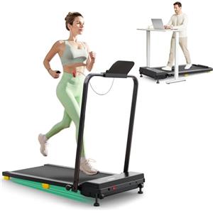 UREVO Tapis Roulant Elettrico con Inclinazione 9%, 3 in 1 Walking Pad Salvaspazio con Doppia Ammortizzazione, Display LED e Telecomando, 1-10 km/h Tapirulan Pieghevole da Casa e Ufficio