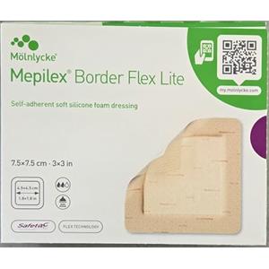 Mepilex Mölnlycke, Mepilex Border Flex Lite 7,5 x 7,5 cm, medicazione autoadesiva in morbida schiuma di silicone