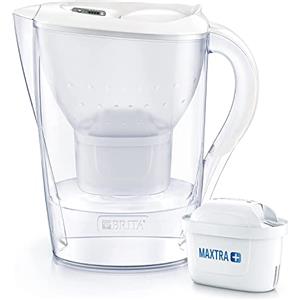 BRITA Caraffa Filtrante Marella per acqua, Bianco (2.4l) - incl. 1 Filtro MAXTRA+ per la riduzione di cloro, calcare e impurità