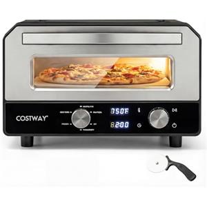 FANTASK Forno elettrico per pizza fino a 400 °C, 6 programmi, funzione di cottura per 2 minuti, pietra per pizza e sartoria, per interni
