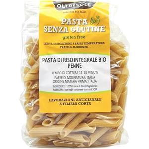 Oltresole - Pasta di Riso Integrale Biologica Italiana, gluten free, formato Penne 350 g - pasta con farina 100% di riso integrale da agricoltura BIO italiana, senza glutine, prodotto artigianale