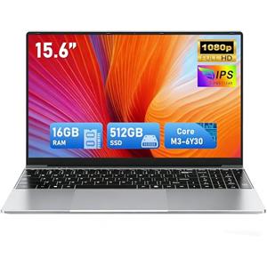 FUNYET Nuovo Computer Portatile,2026 Laptop da 15,6 pollici, 16 GB RAM 512 GB SSD, Portatil Core M3-6Y30, IPS FHD 1920 x 1080 Notebook Laptop, apertura a 180°, 5000 mAh, slot per scheda TF,Type-C