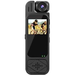 BJdfgE Mini telecamera da corpo 1080P HD Telecamera sportiva Visione notturna a infrarossi Videoregistratore digitale 1,3 pollici Bodycam Piccola videocamera della polizia(Without TF Card)
