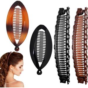 XYTAHDM 4 Fermagli Per Capelli A Banana Vintage,Clip Pettine, Accessori Per Capelli A Coda Di Pesce, Pettini A Doppia Banana Clip Per Donne E Ragazze
