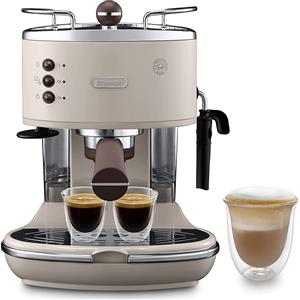 De Longhi OUTLET - Icona Vintage ECOV 311.BG Macchina Caffé Cialde e Caffé Macinato in Polvere Espresso Manuale con Erogatore di Vapore 1 o 2 Tazze colore Beige Stile Retrò - Ricondizionato