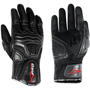 A-Pro Custom Moto Scooter Estivi Guanti Forati Pelle Tessuto Nero M