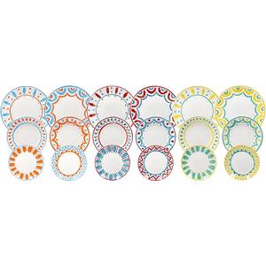 Tognana Servizio Piatti 18 Pezzi in Porcellana Multicolor per 6 Persone, Lavabile in Lavastoviglie e Adatto al Microonde